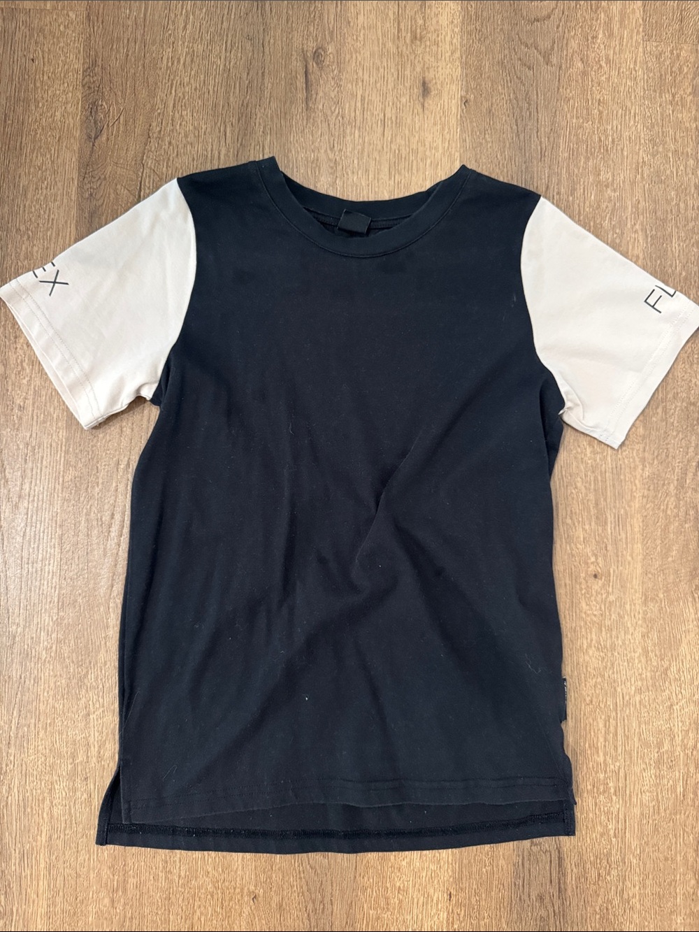 Kids Black Tee with White Short Sleeves